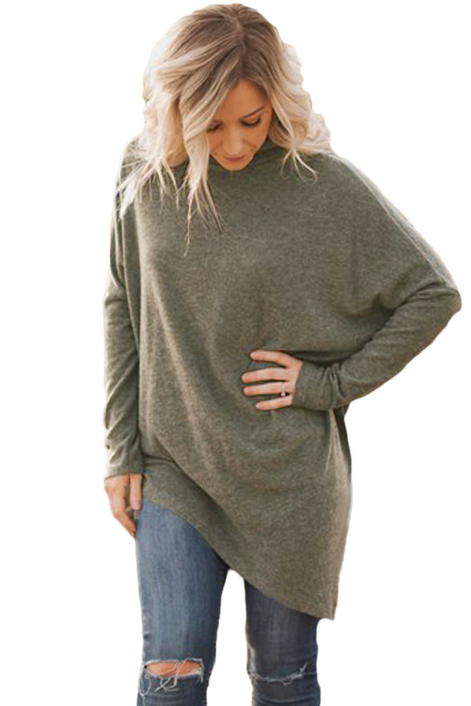 Coffee Soft Faux Poncho High Neck Sweater