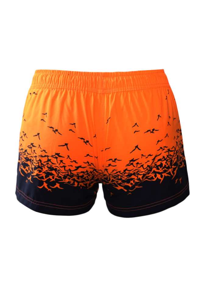 Orange Sea Gull Printed Women Swim Shorts