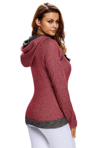 Heather Red Double Hooded Sweatshirt