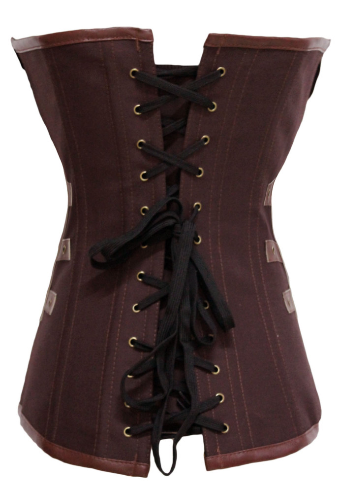 Brown 12 Steel Bones Steampunk Corset with Thong