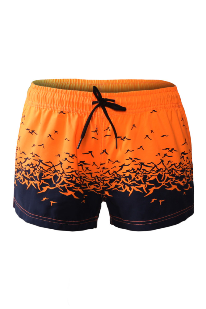 Orange Sea Gull Printed Women Swim Shorts