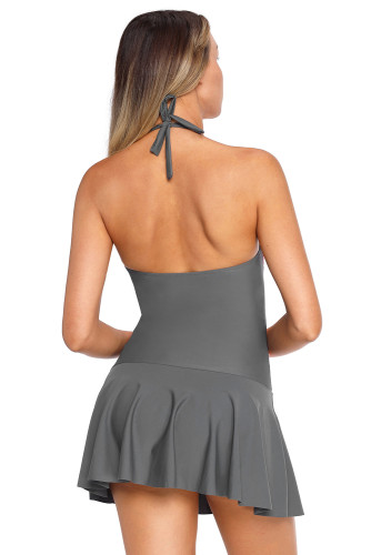 Orange Color Gradient Sweet Halter Swimdress