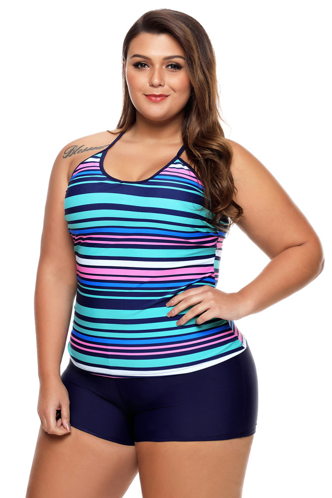 Rainbow Stripes Tankini Swimwear