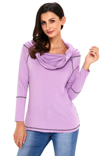 Purple Off The Shoulder Long Sleeve Top