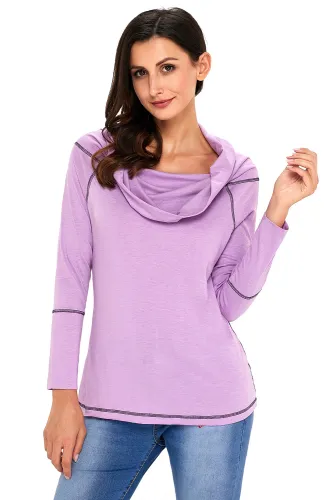 Purple Off The Shoulder Long Sleeve Top