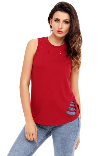 Wine Laser Cut Detail Tank Top