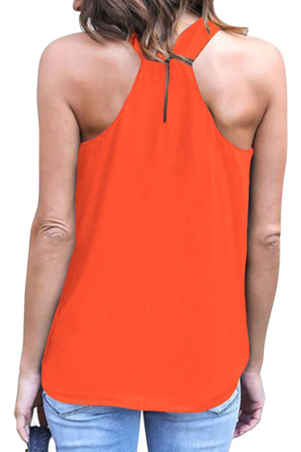 Orange Athena Drape Wrapped Tank Top