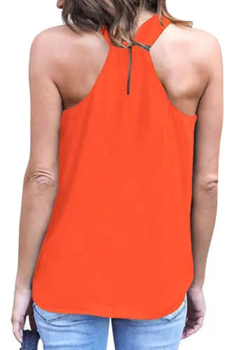 Orange Athena Drape Wrapped Tank Top