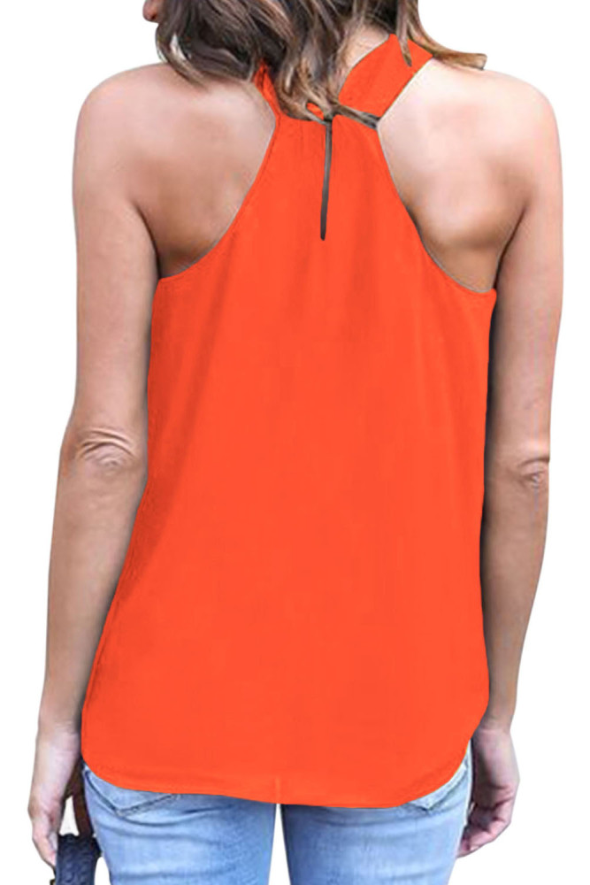 Orange Athena Drape Wrapped Tank Top