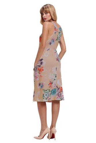 Fall in Love with Floral Print Boho Dress in Light Coffee