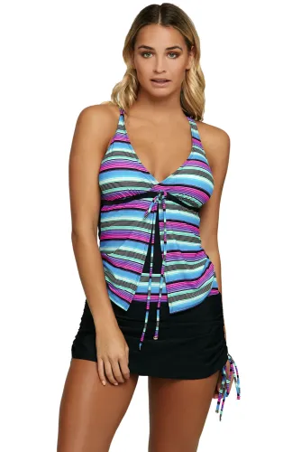 Multi Striped Tankini and Skirtini Swimsuit