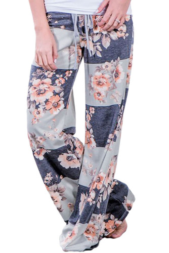 Grey Bold Stripes Flora Terry Wide Leg Pants