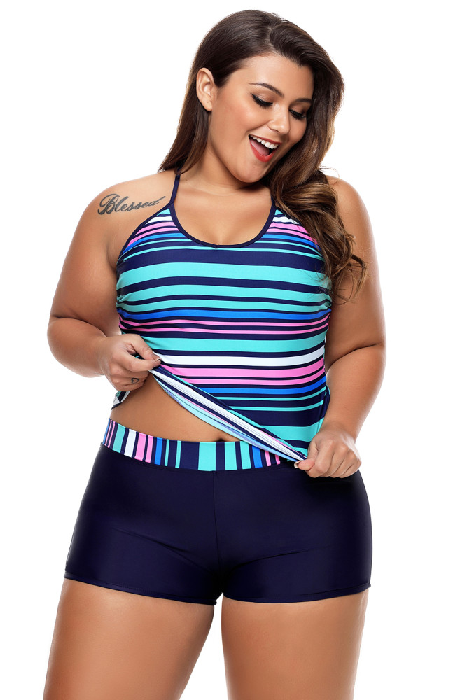 Rainbow Stripes Tankini Swimwear