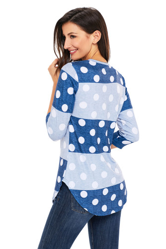 Navy Grey Bold Stripe Polka Dot Shirt