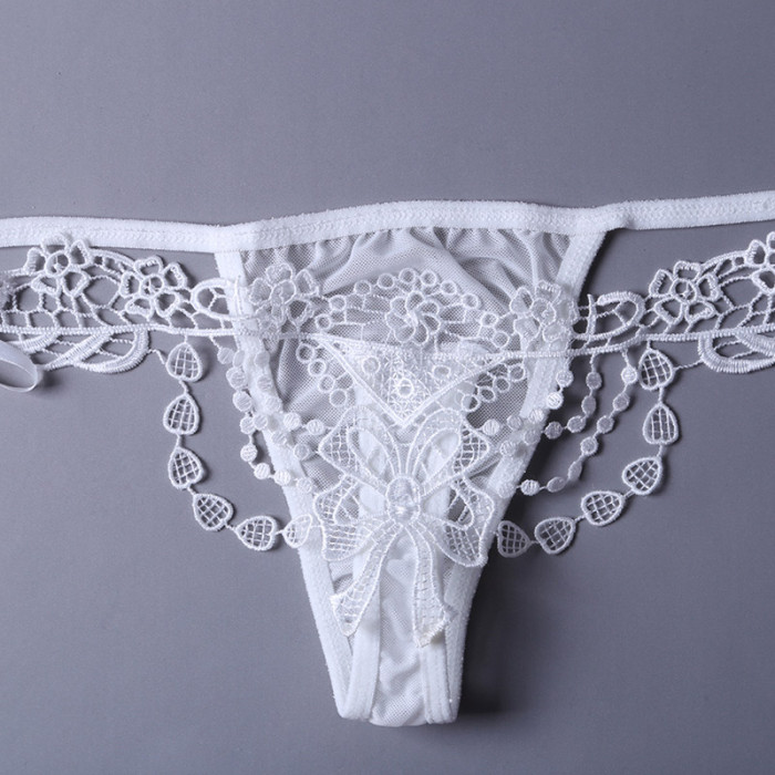 White Embroidered & Beaded Lady Knicker
