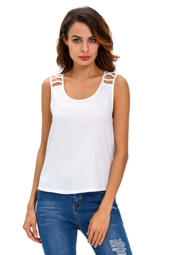 White Cut out Draped Back Clubwear Top