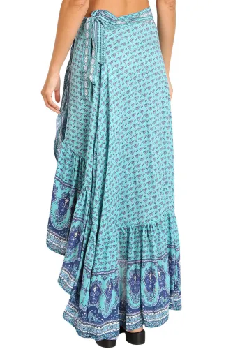 Blue Gypsy Style Print Sarong Beach Dress