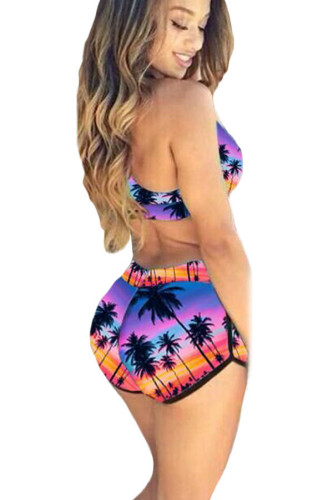 Romantic Sunset Print Sporty Bathing Suit