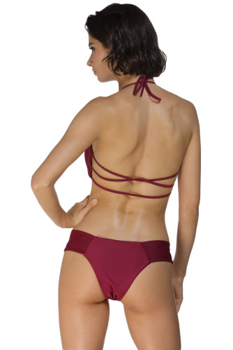 Maroon Cage Bralette Bikini Swimsuit