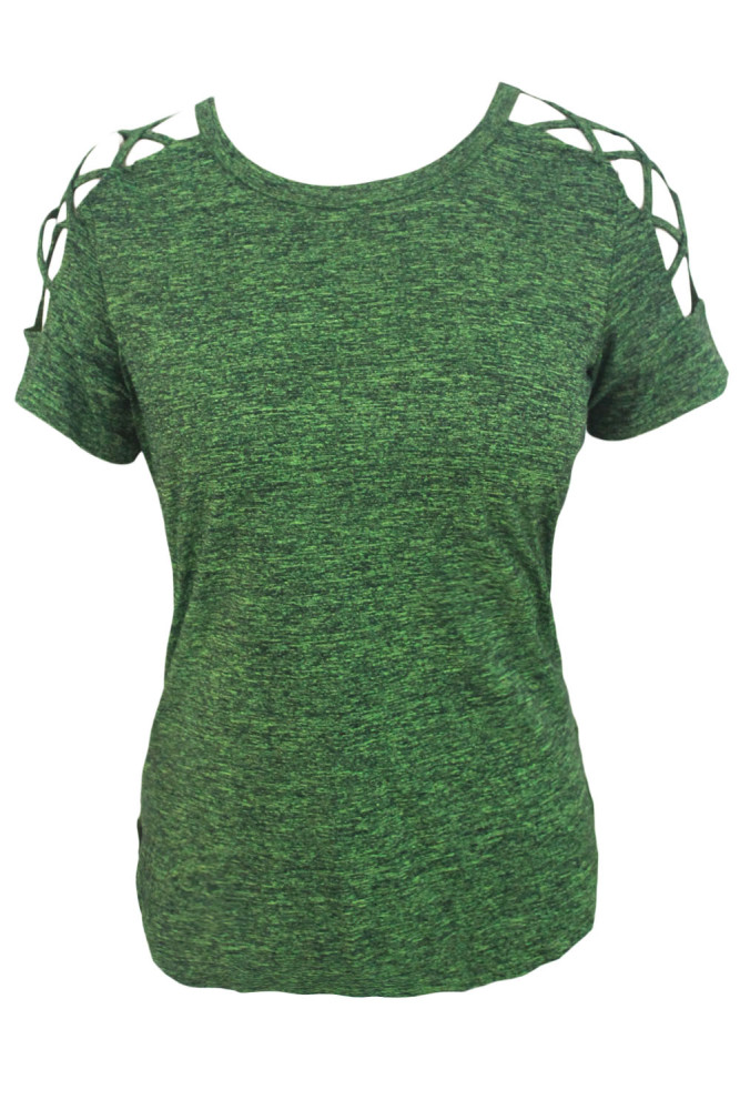 Green Crisscross Detail Short Sleeve T-shirt