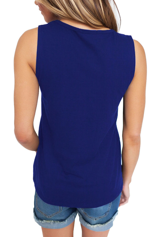 Blue T Front Strappy Neck Tank