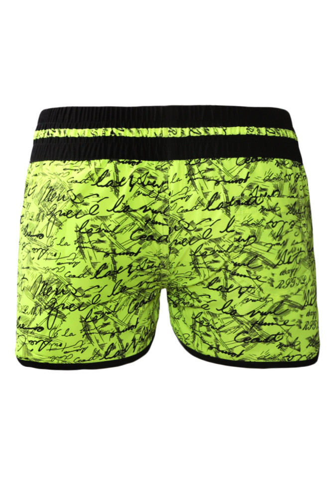 Yellow Individual Handwriting Print Swim Shorts