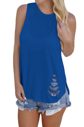 Blue Laser Cut Detail Tank Top