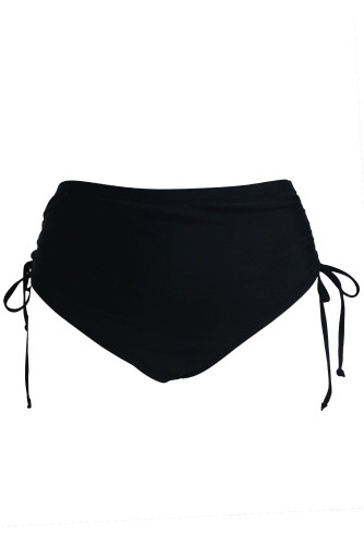 Black High Waist Side Ruched Swim Bottoms