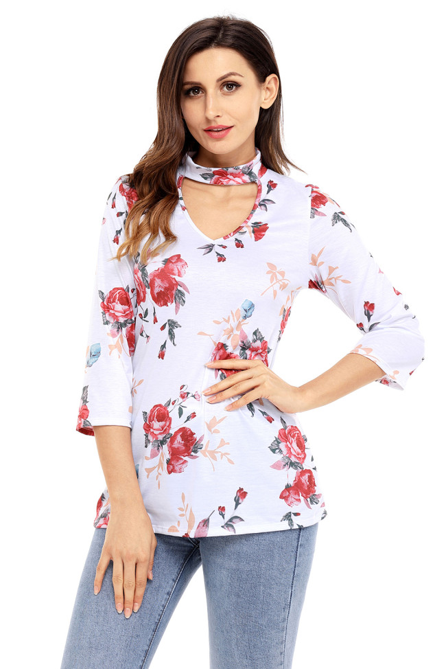 Floral Choker Top in White