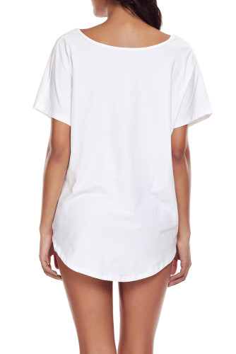 White Draped Front Knot Top
