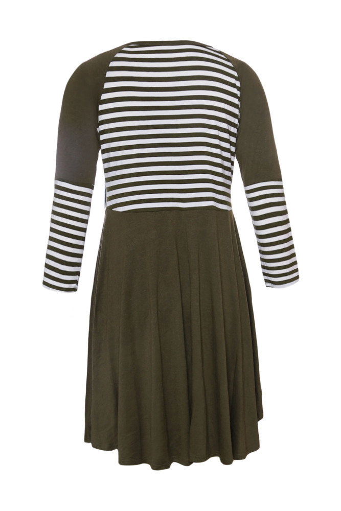 Olive Chic Blocked Stripe Jersey Dress