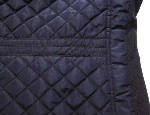 Navy Diamond Quilted High Neck Cotton Jacket