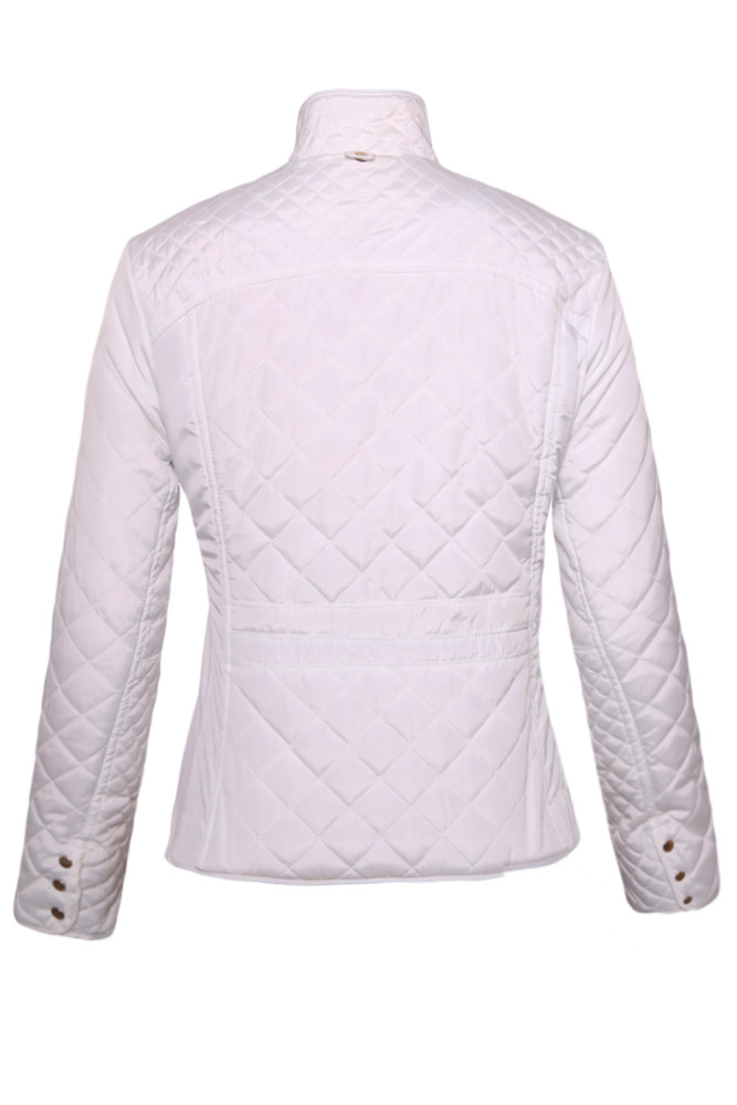 White Diamond Quilted High Neck Cotton Jacket