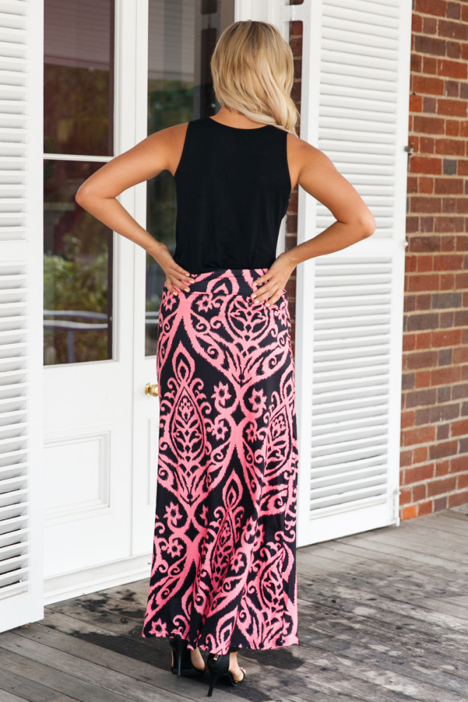 Coral Tendril Printed Maxi Skirt
