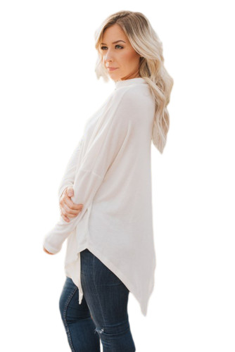 White Soft Faux Poncho High Neck Sweater