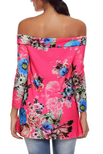 Rosy Floral Off Shoulder Crisscross Top