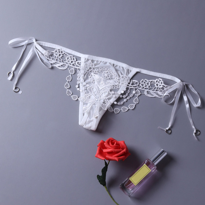 White Embroidered & Beaded Lady Knicker