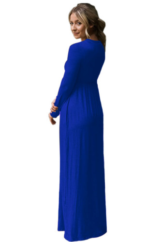 Prsale Volume 0.005 Blue Long Sleeve High Waist Maxi Jersey Dress
