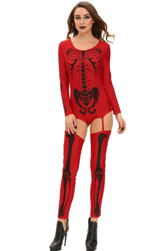 Red Bad To The Bone Halloween Skeleton Costume