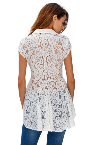 White Mermaid Tail Floral Lace Shirt
