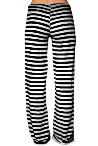 Black White Striped Wide Leg Pants