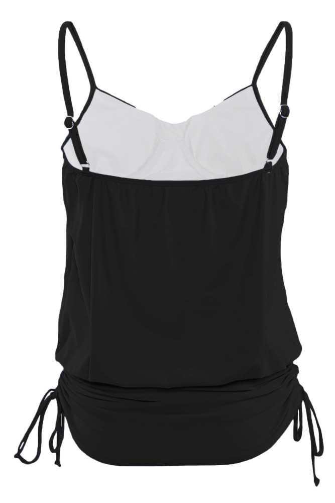 Black Spaghetti Strap Tankini Swim Top