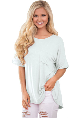 White Chic Relaxing Fit Pocket Front Hollow-out Blouse