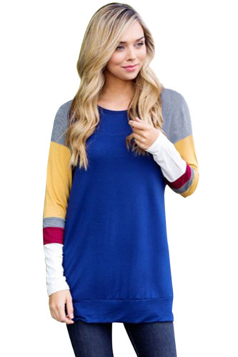 Multicolor Long Sleeve Royal Blue Sweatshirt