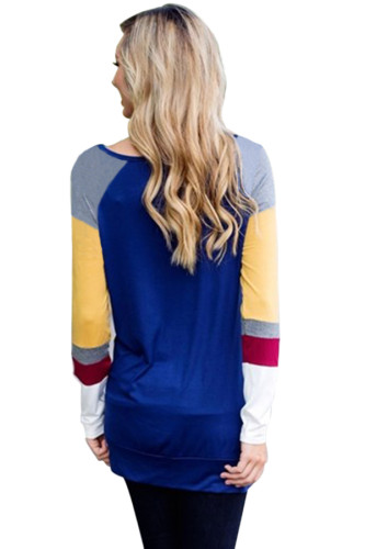 Multicolor Long Sleeve Royal Blue Sweatshirt
