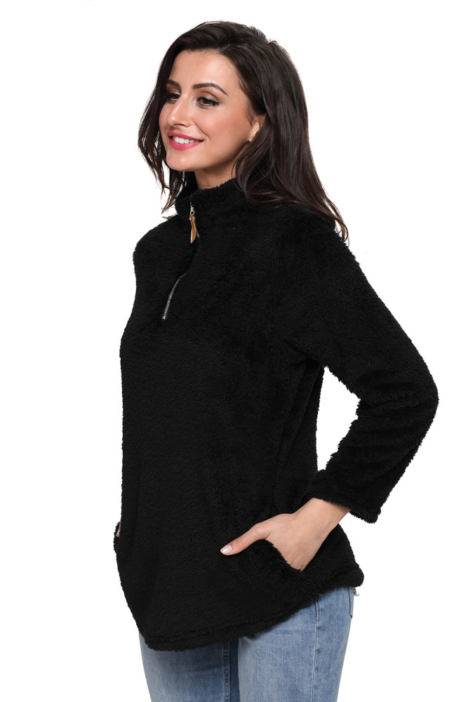 Black Zipped Pullover Fleece Outfit