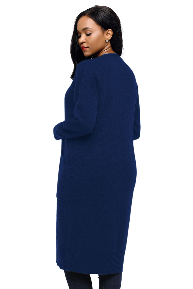 Navy Casual Knit Long Sleeve Open Front Cardigan