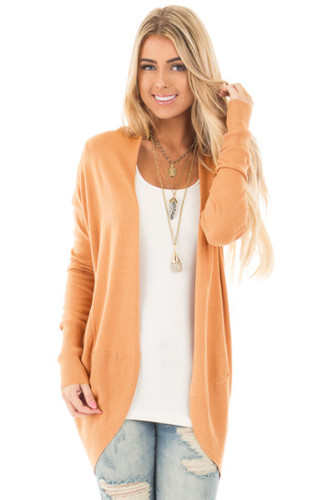 Light Orange Super Soft Long Sleeve Open Cardigan