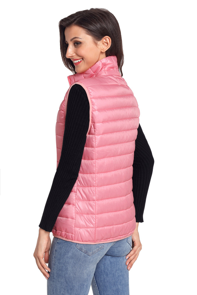 Pink Quilted Cotton Down Vest