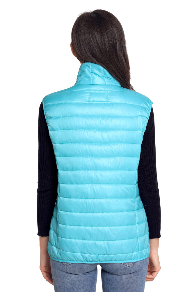 Turquoise Quilted Cotton Down Vest